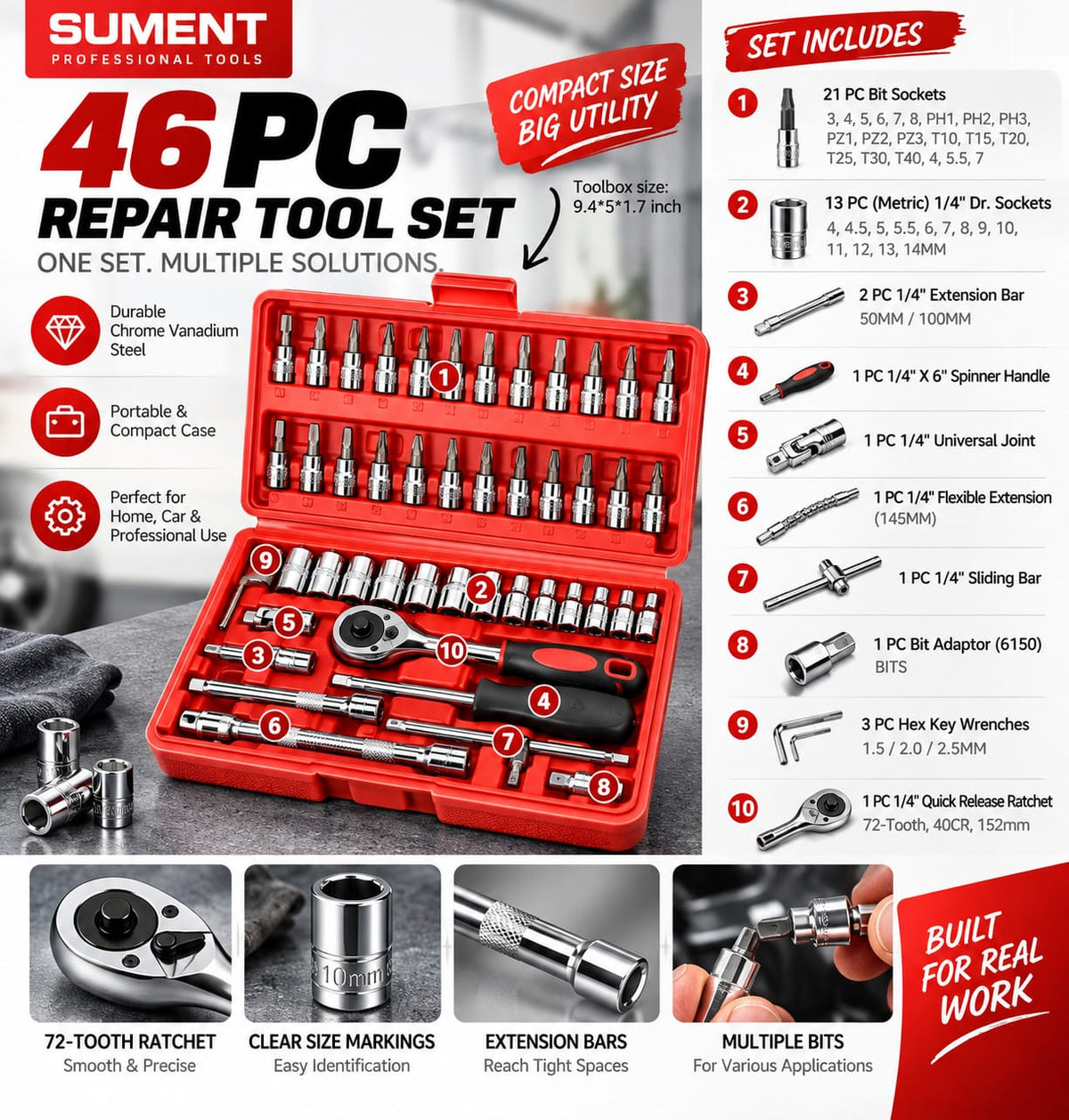 46 Piece Big Size Master Toolkit